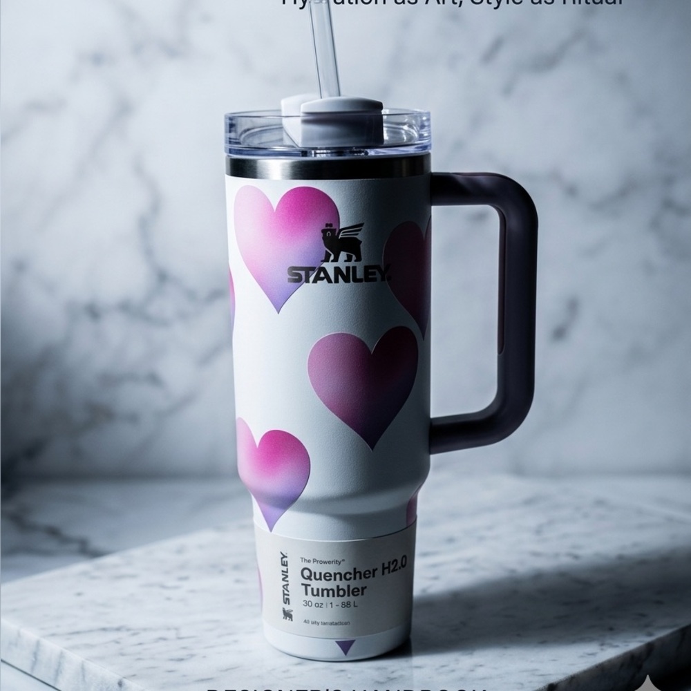 NWT Stanley Target Exclusive 30oz Quencher H2.0 White Pink Hearts - Picture 16 of 16